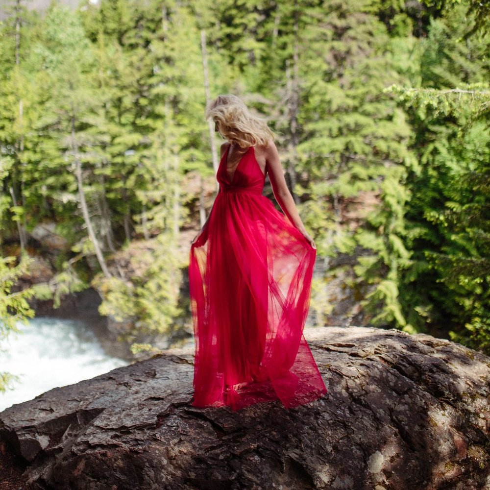 Deep V Red Maxi Dress